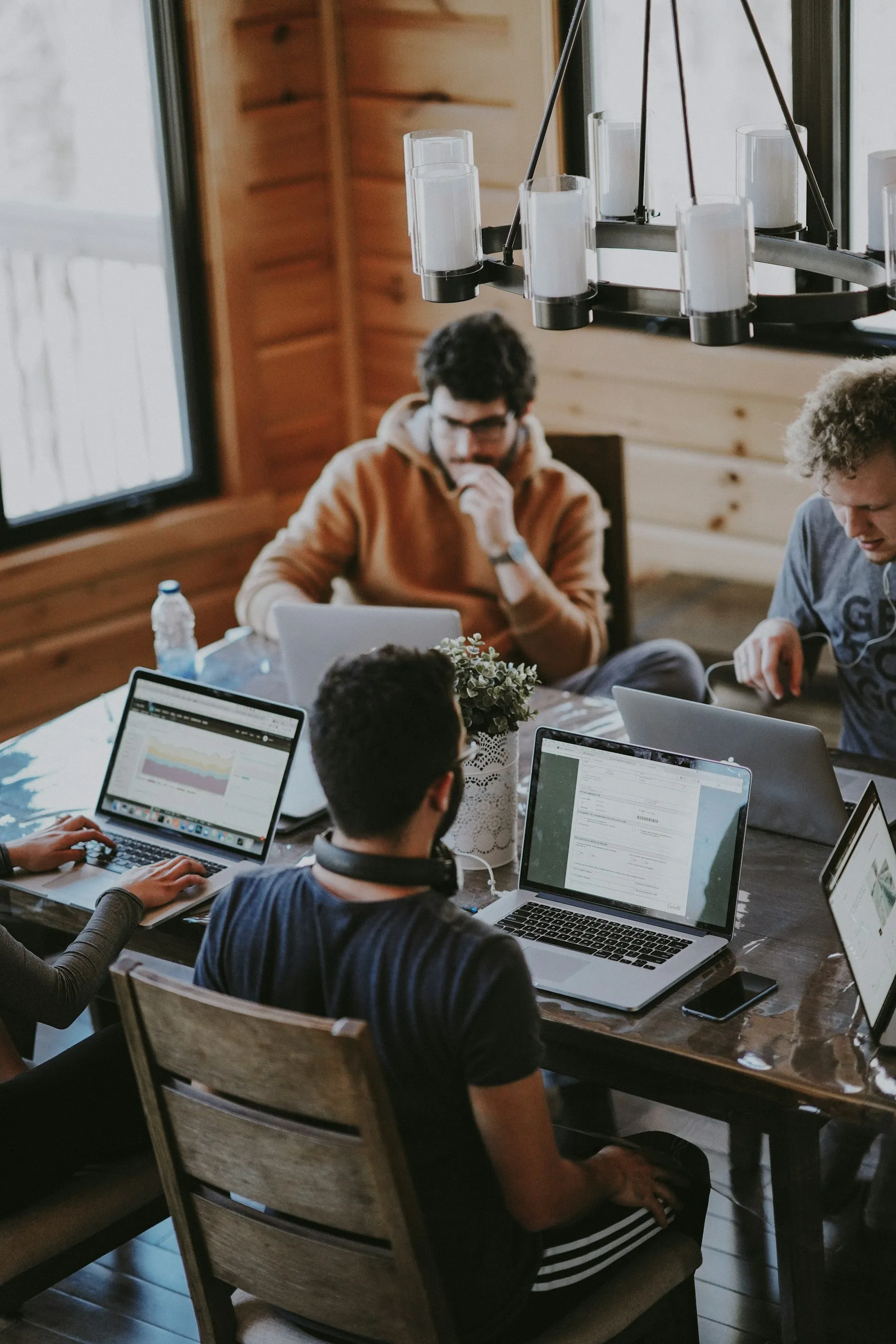 A team working together around a shared table